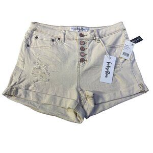 Indigo Rein Size 11 Distressed High Rise Denim Shorts Natural  Curvy